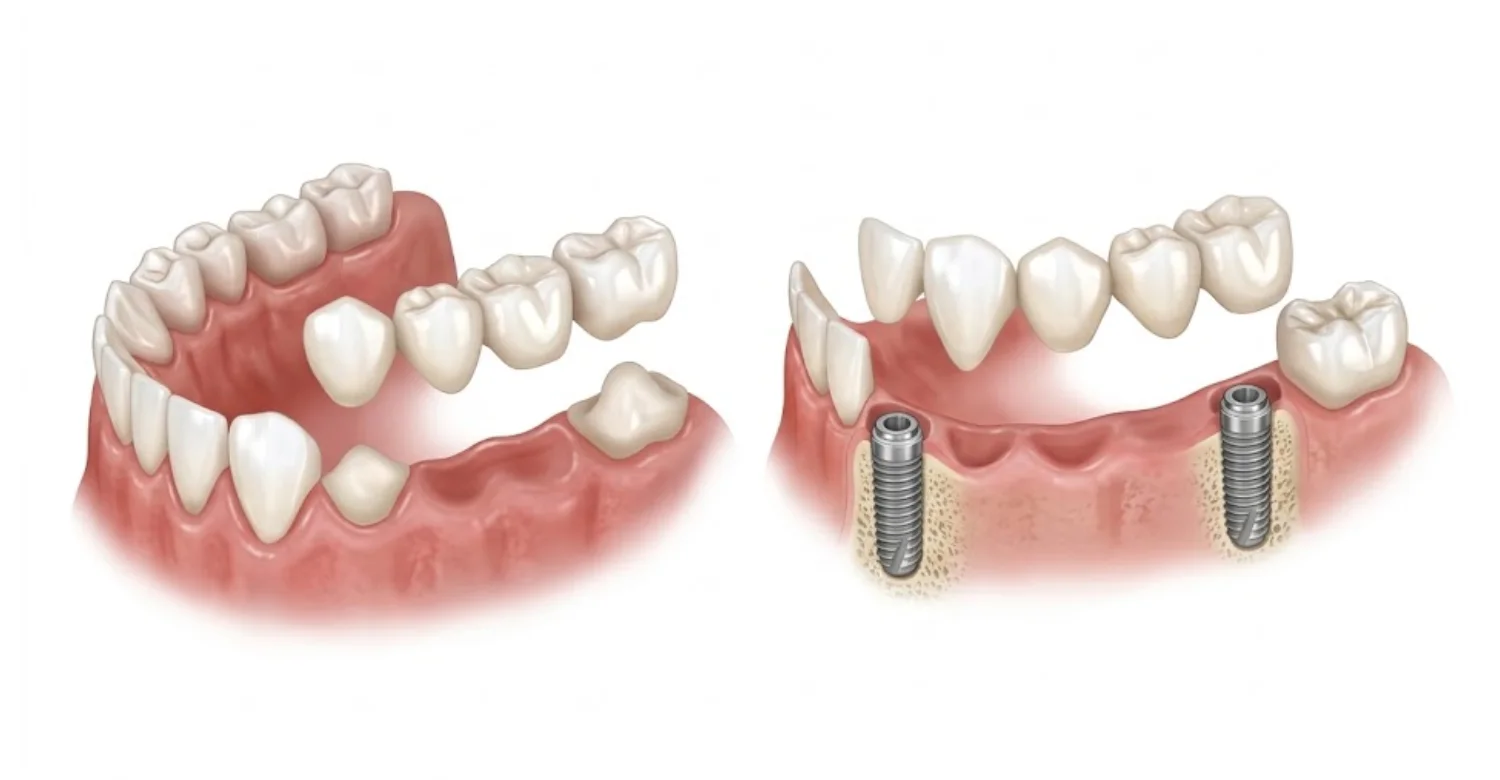 Implant Supported Bridge vs Traditional Bridge inbody
